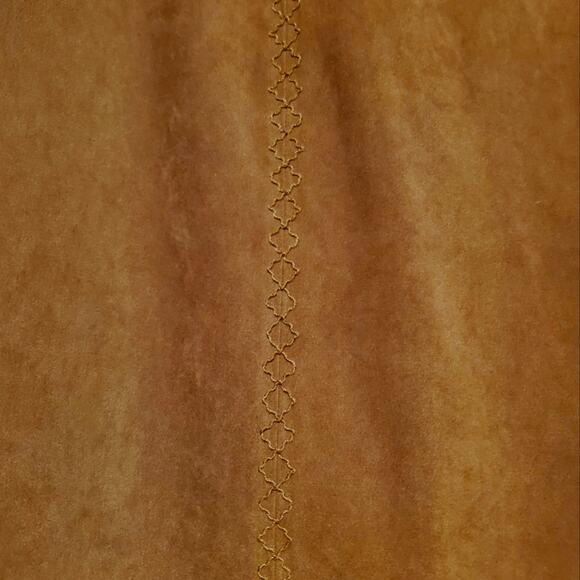 Talbots Vintage 90s Tan A-Line Vegan Suede Embroidered Boho Skirt 10P - Picture 2 of 6